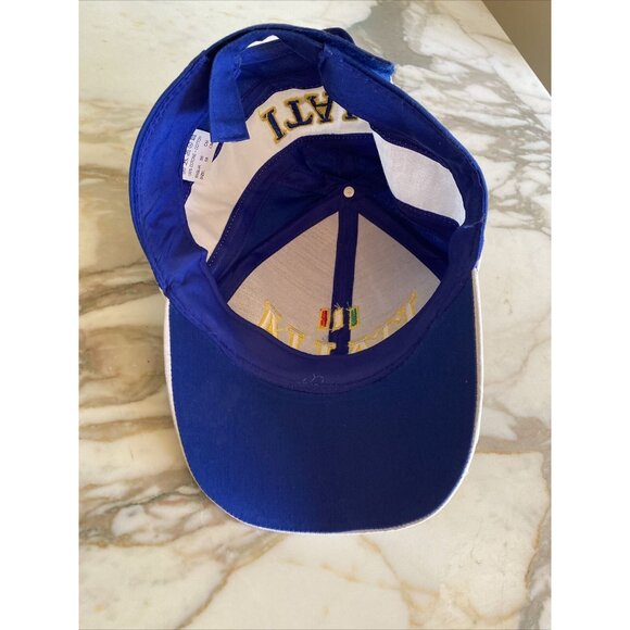 Italia Baseball Cap Embroidered Italian Flag & Text Design Adjustable Blue White - Picture 7 of 9